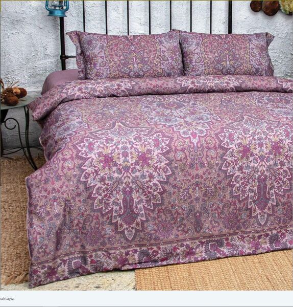 Nazik Home Talin Dijital Nevresim Takımı Mürdüm Çift Kişilik