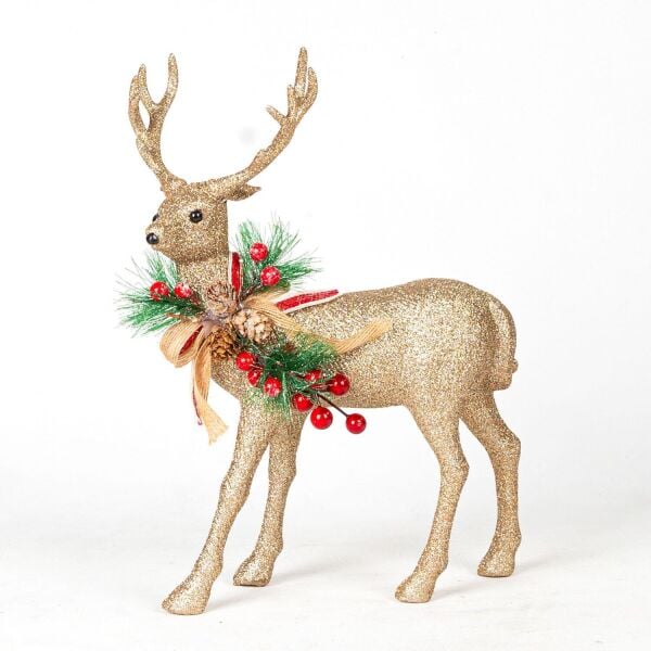 Yılbaşı Süsü Ren Geyiği Figürü Dore 32x23 Cm.