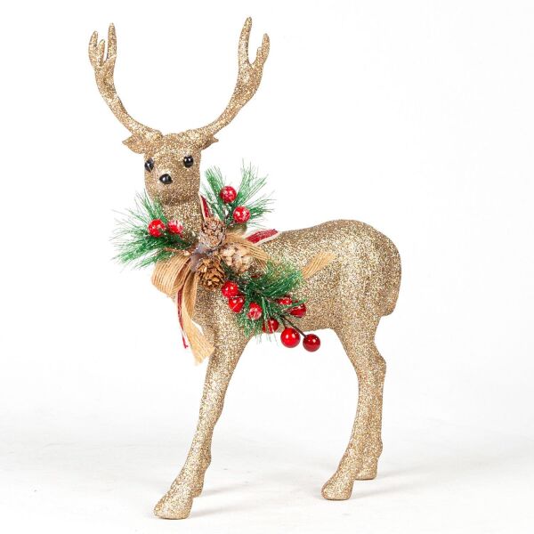 Yılbaşı Süsü Ren Geyiği Figürü Dore 32x23 Cm.