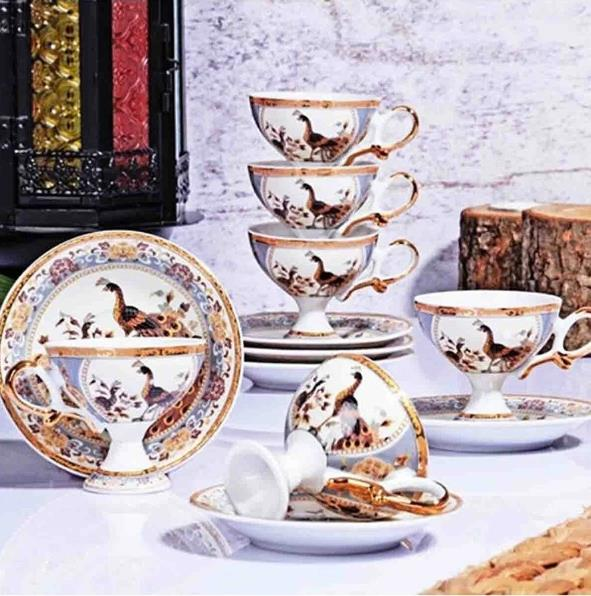 Kosova Gsa-57 Porselen Ayaklı 6'lı Fincan Takımı Krem