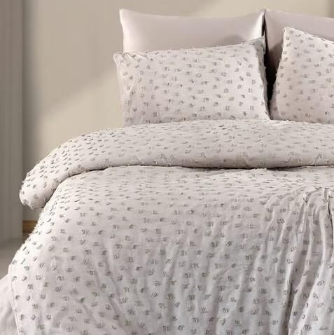 Nazik Home Angel Nakışlı Nevresim Takımı Bej Çift Kişilik