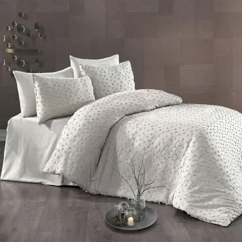 Nazik Home Angel Nakışlı Nevresim Takımı Gri Çift Kişilik