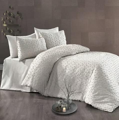 Nazik Home Angel Nakışlı Nevresim Takımı Gri Çift Kişilik