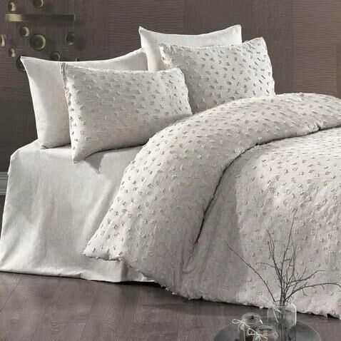 Nazik Home Angel Nakışlı Nevresim Takımı Gri Çift Kişilik