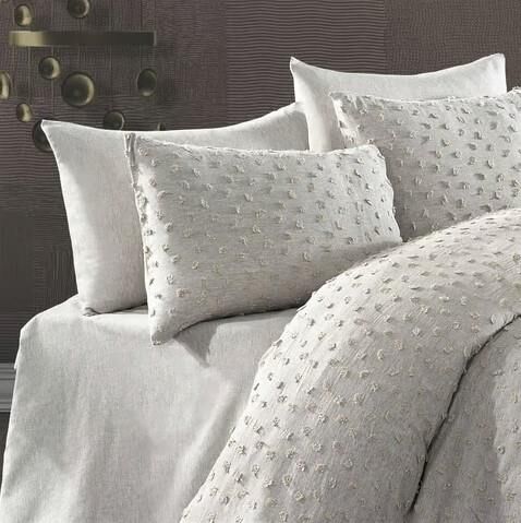 Nazik Home Angel Nakışlı Nevresim Takımı Gri Çift Kişilik