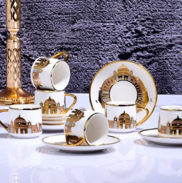 Kosova İst-89 Porselen 90cc 6'lı Fincan Takımı Relief Füme