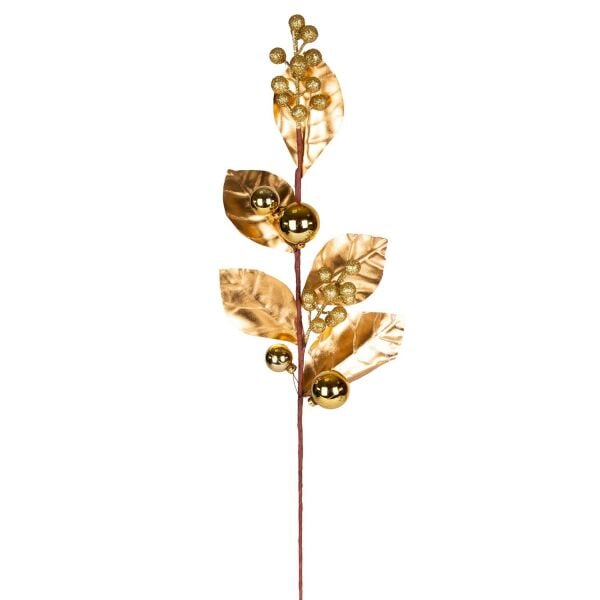 Yılbaşı Çiçeki Pike Berry Gold Simli Gold Yapraklı Yılbaşı Toplu Gold 70 cm