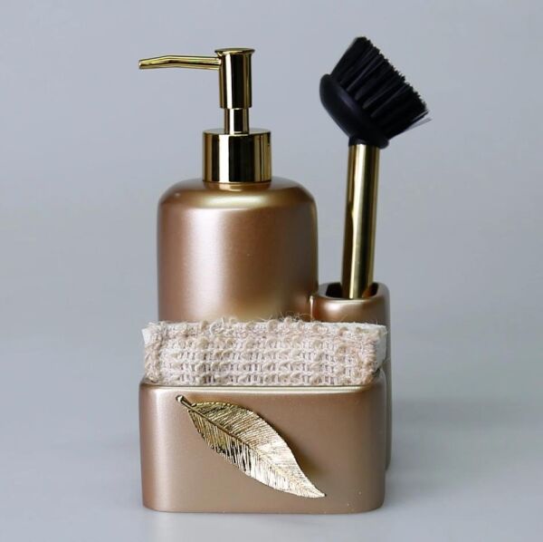 Selim Dekor Leaf Sıvılı Süngerlik Vizon-Altın