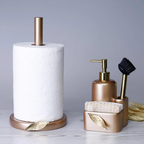 Selim Dekor Leaf Sıvılı Süngerlik Vizon-Altın