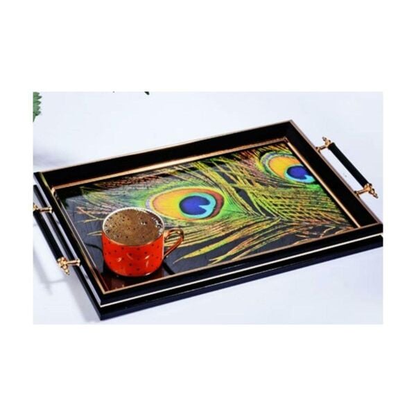 Kosova Sa-204 Kulplu Lüx Dikdörtgen Tepsi 50 x 31 Cm Siyah