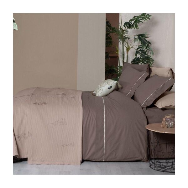 Sarev Eva Eldon Çift Kişilik Pike Takımı  Nevresim Seti 2 Yastık-Mocha