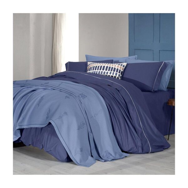 Sarev Eva Eldon Çift Kişilik Pike Takımı  Nevresim Seti 2 Yastık-Mavi